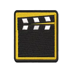 Clapperboard Movie Film Director Action Multi-Color Embroidered Iron-On or Hook & Loop Patch Applique