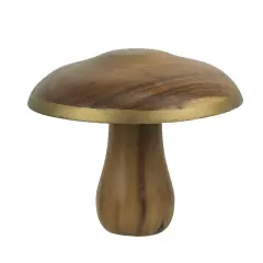 8 Inch Hand Carved Acacia Wood Mushroom Home Decor Sculpture Decorative Statue