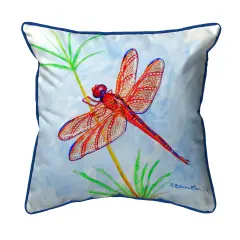 Betsy Drake Red Dragonfly Large Pillow 18x18