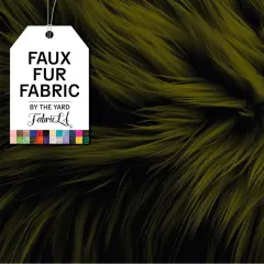 FabricLA | Shaggy Faux Fur | Fabric by The Yard | 72" X 60" Inch Wide | Craft Furry Fabric | Sewing, Apparel, Rugs, Pillows & More | Faux Fluffy Fabric | Olive, 2 Yard