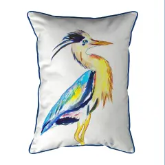 Betsy Drake Vertical Blue Heron Large Indoor/Outdoor Pillow 16x20 Multicolor