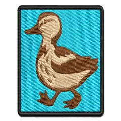 Cute Duck Walking Multi-Color Embroidered Iron-On or Hook & Loop Patch Applique