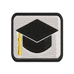 Graduation Cap Hat Multi-Color Embroidered Iron-On or Hook & Loop Patch Applique