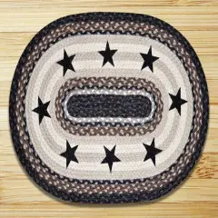 Earth Rugs OP-313 Black Stars Oval Patch 5 Feet x 8 Feet