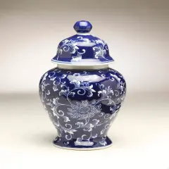 AA Importing 59947 14 Inch Blue & White Ginger Jar