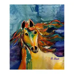 Betsy Drake Colorful Horse Throw Multicolor