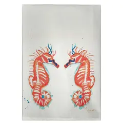 Betsy Drake Coral Sea Horses Guest Towel