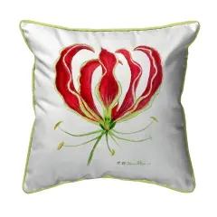 Betsy Drake Red Lily Flower Extra Large 22 X 22 Indoor / Outdoor Pillow