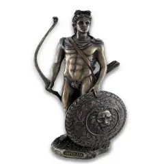 Roman/Greek God Apollo with Shield and Bow Bronzed Statue