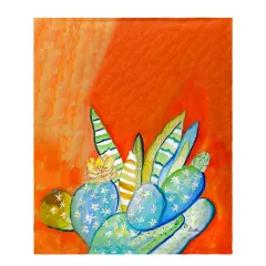 Betsy Drake Cactus III Fleece Throw Multicolor