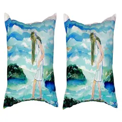 Pair of Betsy Drake Mia on the Rocks No Cord Pillows 16 Inch X 20 Inch