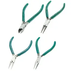 GlitterLine Jewelry Makers Plier Kit (Round Nose, Chain Nose, Flat Nose and Side Cutter)