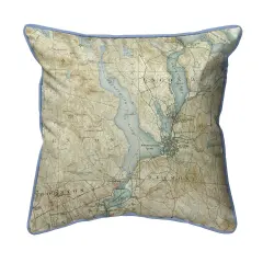 Lake Winnisquam Map Pillow 18x18 &ndash; Large Corded Indoor/Outdoor