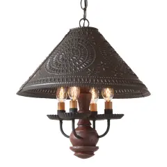 Wooden Homespun Shade Light in Plantation Red