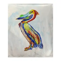 Betsy Drake Sylvester Pelican Fleece Blanket Multicolor