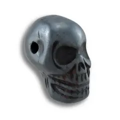Carved Hematite Gemstone Skull Pendant 25mm 1 in.
