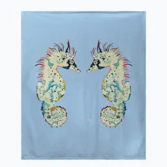 Betsy Drake Betsy's Seahorses on Blue Throw Multicolor