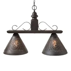 Wooden Wellington Medium Island Light in Black