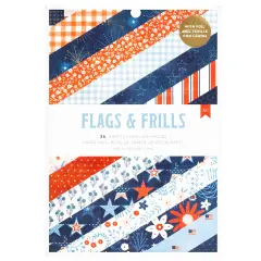 American Crafts Double-Sided Paper Pad 6"X8" 48/Pkg-Gold Foil, Flags And Frills