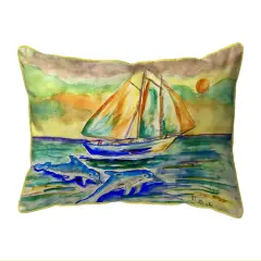 Betsy Drake Sunset Sailing Small Indoor/Outdoor Pillow 11x14 Multicolor