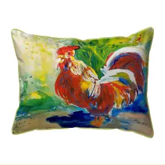 Betsy Drake Red Rooster Large Indoor/Outdoor Pillow 16x20 Multicolor
