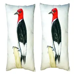 Pair of Betsy Drake Redheaded Woodpecker No Cord Pillows 16 Inch X 20 Inch