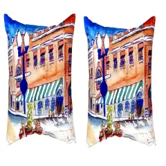 Pair of Betsy Drake Canal Street No Cord Pillows 16 Inch X 20 Inch