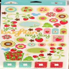 Doodlebug Designs Tutti Fruitti Glitter Icons Cardstock Stickers