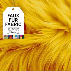 FabricLA | Shaggy Faux Fur | Fabric by The Yard | 108" X 60" Inch Wide | Craft Furry Fabric | Sewing, Apparel, Rugs, Pillows & More | Faux Fluffy Fabric | Golden Yellow, 3 Yard