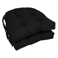 16-inch Solid Twill U-shaped Tufted Chair Cushions (Set of 2) - Black