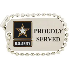 EagleEmblems Army Proudly Served Dog Tag Lapel Pin (1-1/4") P64050