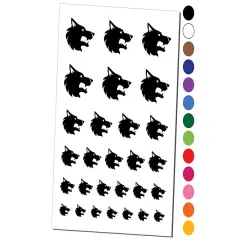 Wolf Head Side Profile Temporary Tattoo Water Resistant Fake Body Art Set Collection Red