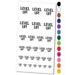 Level Up 8 Bit Digital Text Temporary Tattoo Water Resistant Fake Body Art Set Collection Dark Green