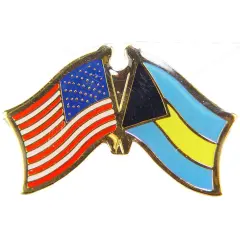 American & Bahamas Flags Pin 1"