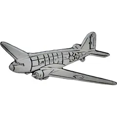 C-47 Dakota Airplane Pin Pewter 1 1/2"