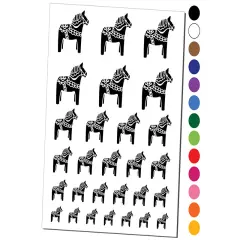 Swedish Dala Dalecarlian Horse Temporary Tattoo Water Resistant Fake Body Art Set Collection Purple