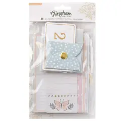 Gingham Garden Stationery Pack 20/Pkg-W/Gold Foil