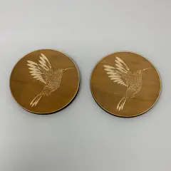Hummingbird Coaster Set of two Raw Wood