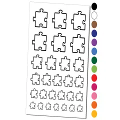 Puzzle Piece Outline Temporary Tattoo Water Resistant Fake Body Art Set Collection Light Blue