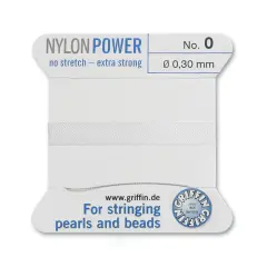#0 White Griffin Nylon Bead Cord (2 Meters)