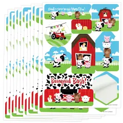 Big Dot of Happiness Farm Animals - Barnyard Baby Shower or Birthday Party Favor Sticker Set - 12 Sheets - 120 Stickers