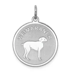 Sterling Silver Weimaraner Disc Charm Pendant Jewelry 26mm x 19mm