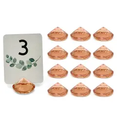 Wrapables Acrylic Diamond Place Card Holders for Wedding, Parties, Holidays, Special Events Table Decor (12pcs) Rose Gold