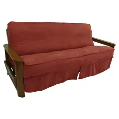 Solid Microsuede Double Corded 8 to 9-inch Full Futon Slipcover - Red Wine