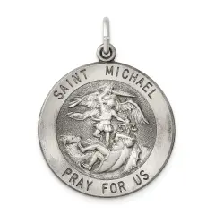 Sterling Silver Antiqued Saint Michael Medal QC3610 