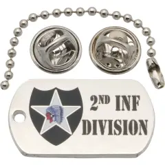 U.S. Army 2nd Infantry Division Dog Tag Style Pin 1"