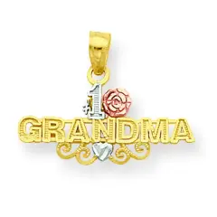 10K Gold Two Tone #1 Grandma Charm Pendant Jewelry 10mm x 26mm