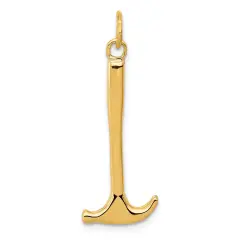 14K Yellow Gold 3D Hammer Charm Carpenter Jewelry 30mm x 15mm
