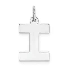 Sterling Silver Medium Block Initial Letter I Charm Jewerly 19mm x 12mm