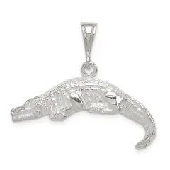 Sterling Silver Alligator Charm Pendant Florida Gator Jewerly 17mm x 32mm